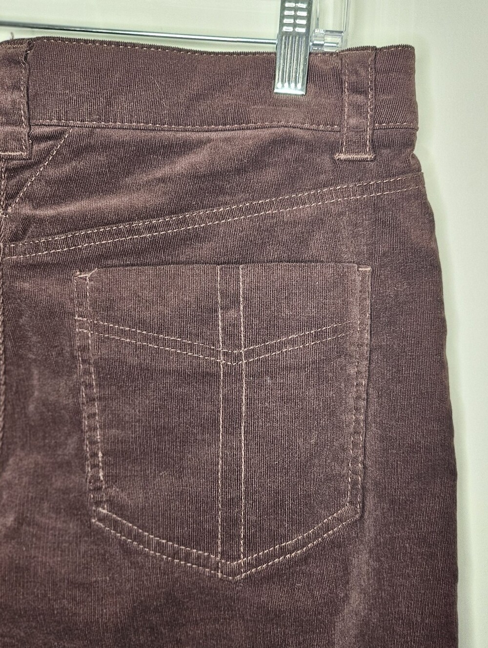 Democracy AbSolution Burgundy Wine Velvet Corduroy Pants 10 Relaxed Fit Stretch - Picture 5 of 13